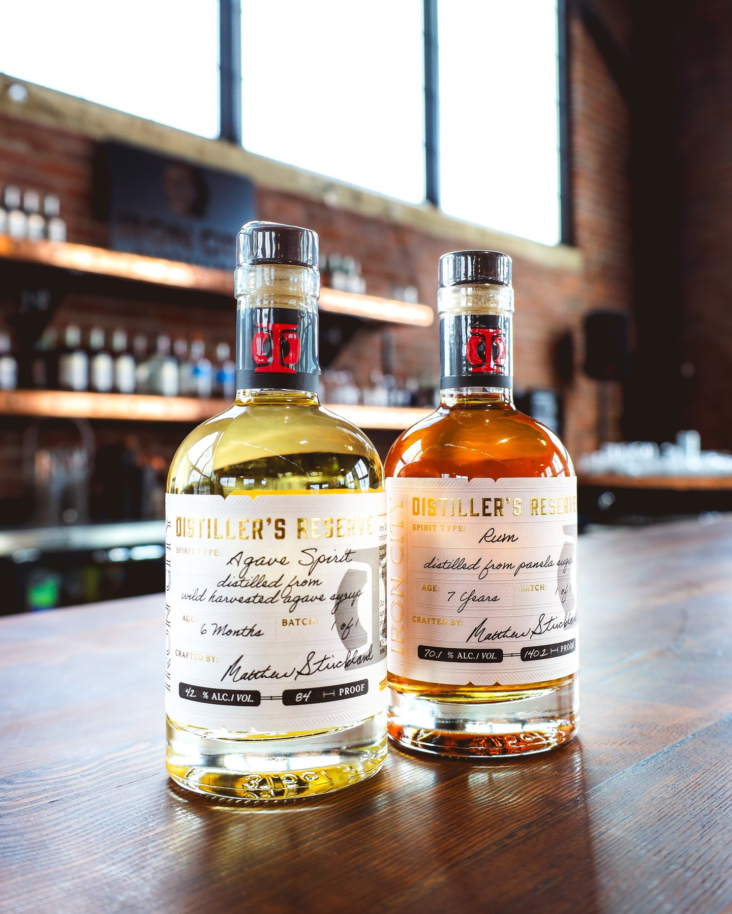 Iron City Distilling bottles of rum and agave spirit