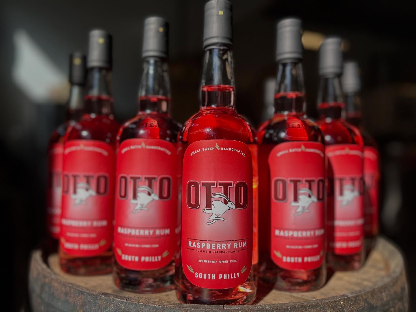 Bottles of Raspberry Rum from Otto Distilling