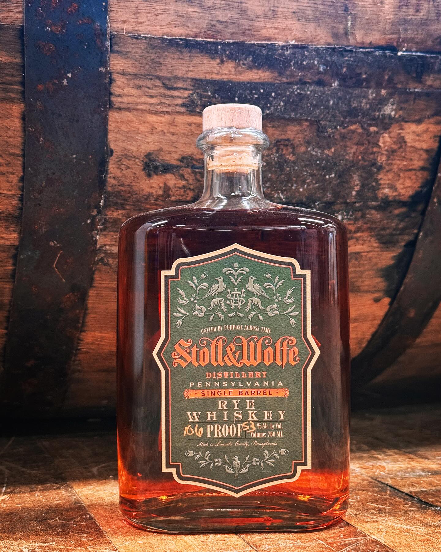 Bottle of Stoll & Wolfe Single Barrel Rye Whiskey
